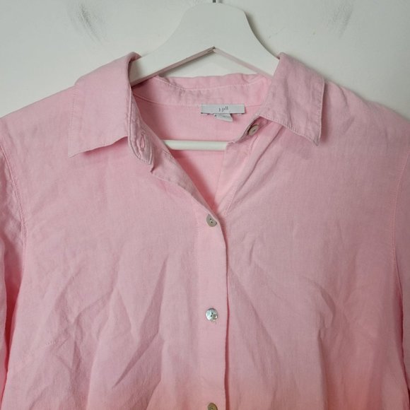 J. Jill Linen Blend Tab-Sleeve A-Line Button-Up Shirt Orange Ombre Size … - Picture 8 of 14